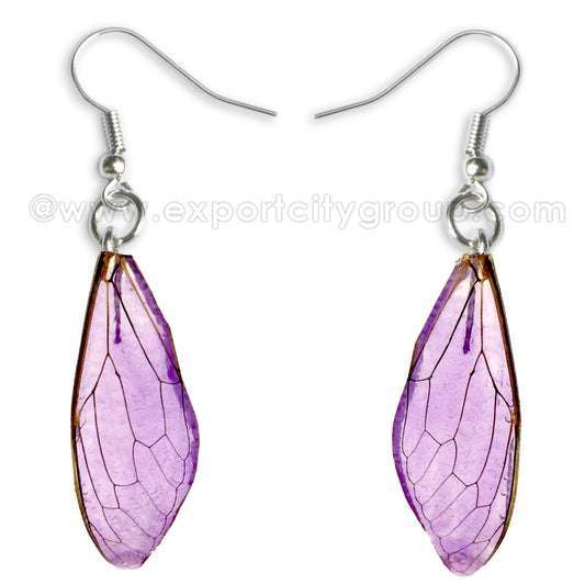 Real Cicadas Insect Wings Earring (Clear Purple)