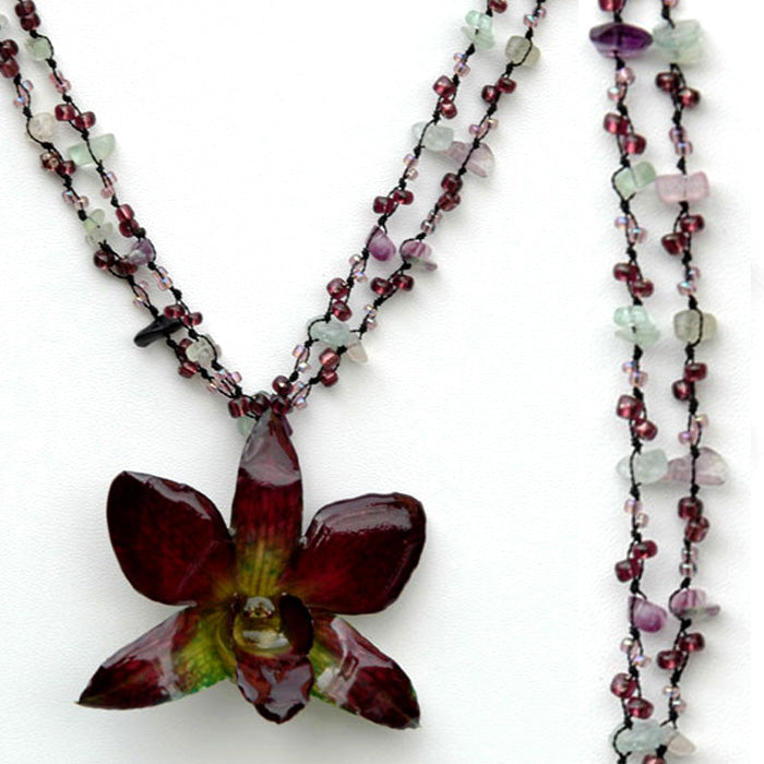 DIY Stone Beads Necklace - Black Agate (Exclude Flower) (10 Pieces)