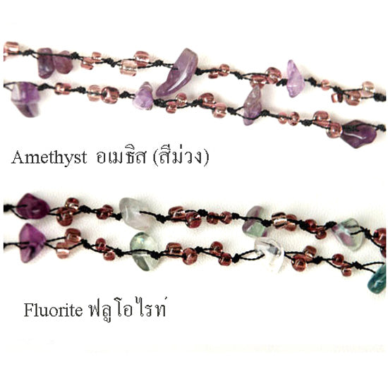 DIY Stone Beads Necklace - Purple Amethyst (Exclude Flower)
