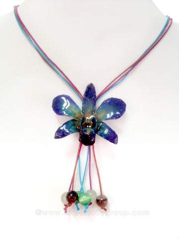 Lucy "Dendrobium" Orchid Bead Necklace (Turquoise)