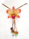 Lucy "Dendrobium" Orchid Bead Necklace (Orange)