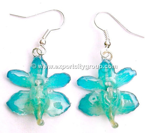 Aerides Odorata Orchid Jewelry Earring (Blue)