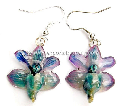 Aerides Odorata Orchid Jewelry Earring (Navy Purple)