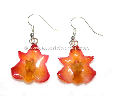 Aerides Rosea Orchid Jewelry Earring (Orange)