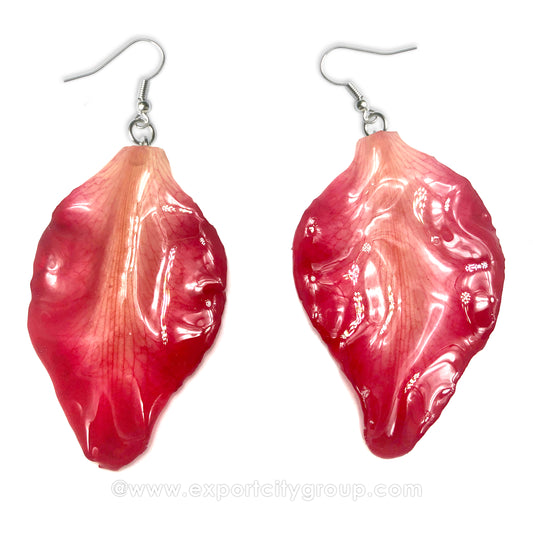 Cattleya Orchid Jewelry Petal Earring (Red)