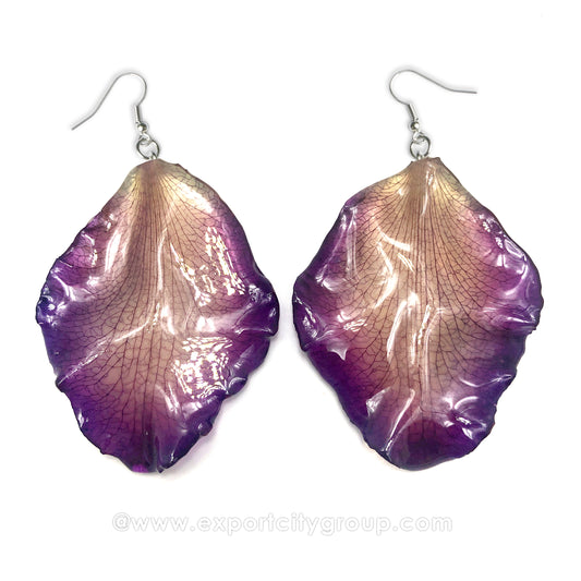Cattleya Orchid Jewelry Petal Earring (Purple)