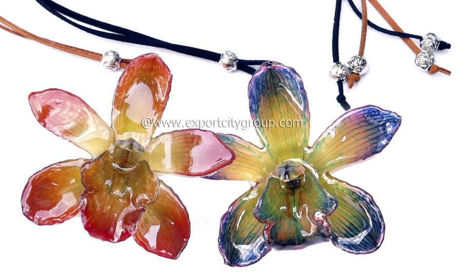 Cymbidium (1) Orchid Jewelry Pendant (Red)