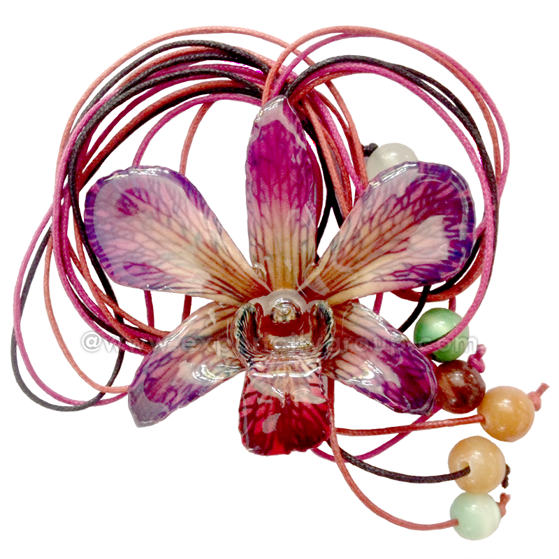 Lucy "Dendrobium" Orchid Bead Necklace (Purple)