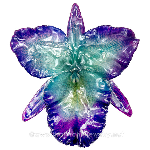 Cattleya Sakura "JUMBO" 5-6 inches Orchid Jewelry Pendant (Purple/Blue)