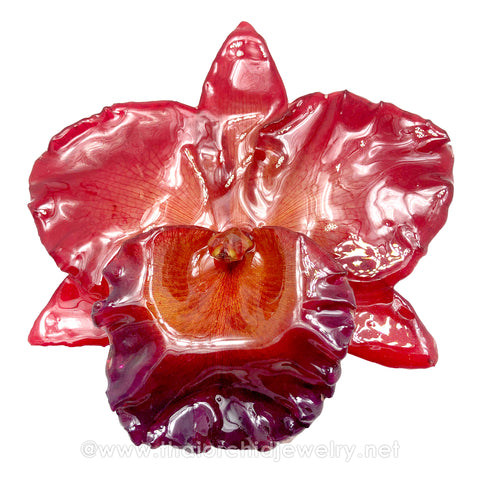 Cattleya Sakura "JUMBO" 5-6 inches Orchid Jewelry Pendant (Red)