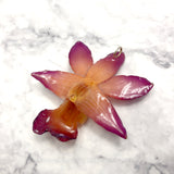 Dendrobium FORMOSUM Orchid PENDANT for DIY jewelry - PURPLE/ORANGE