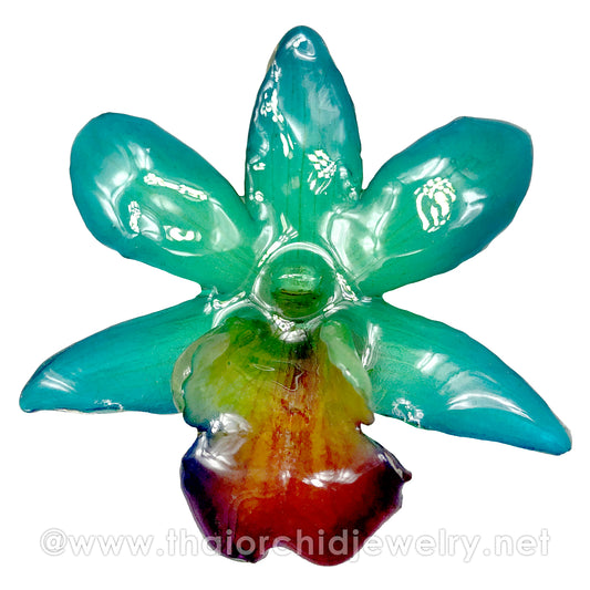 IN STOCK - Dendrobium FORMOSUM Orchid PENDANT for DIY jewelry - BLUE GREEN