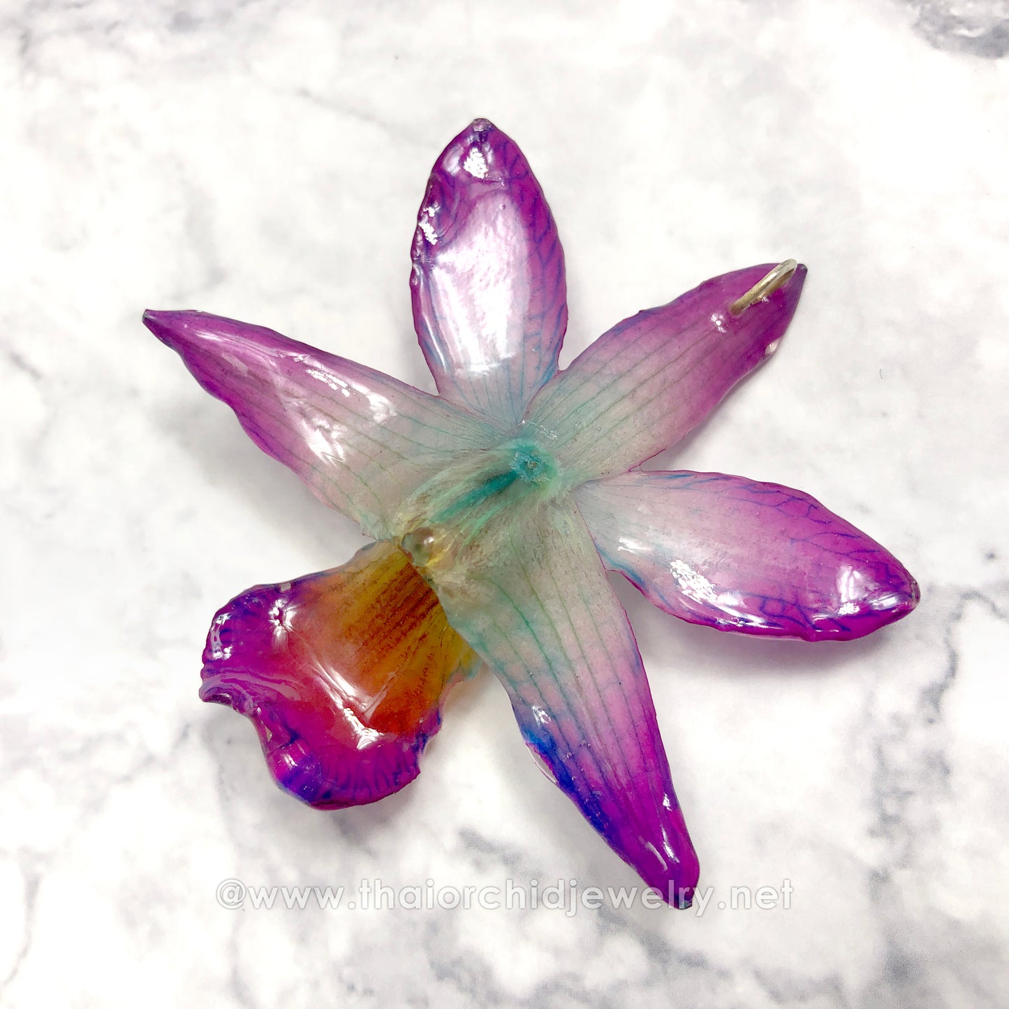 Dendrobium FORMOSUM Orchid PENDANT for DIY jewelry - PURPLE/BLUE