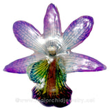 Dendrobium FORMOSUM Orchid PENDANT for DIY jewelry - PURPLE/NAVY