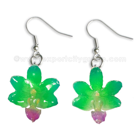 Doritis "Phalaenopsis" Orchid Jewelry Earring (Emerald Green)