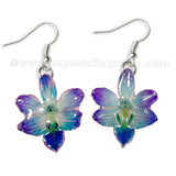 Doritis "Phalaenopsis" Orchid Jewelry Earring (Purple / Blue)