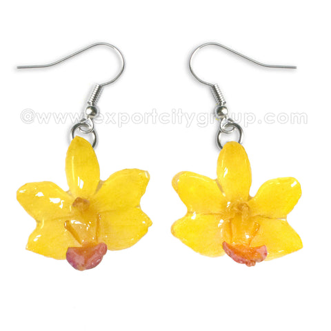 Doritis "Phalaenopsis" Orchid Jewelry Earring (Yellow)
