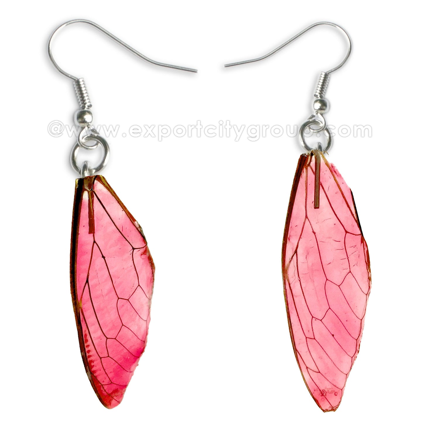 Real Cicadas Insect Wings Earring (Clear Red)