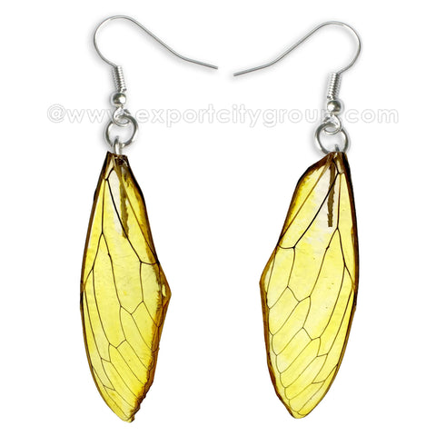 Real Cicadas Insect Wings Earring (Clear Yellow)