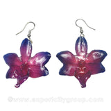 Doritis MEDIUM "Phalaenopsis" Orchid Jewelry Earring (Red/Navy)