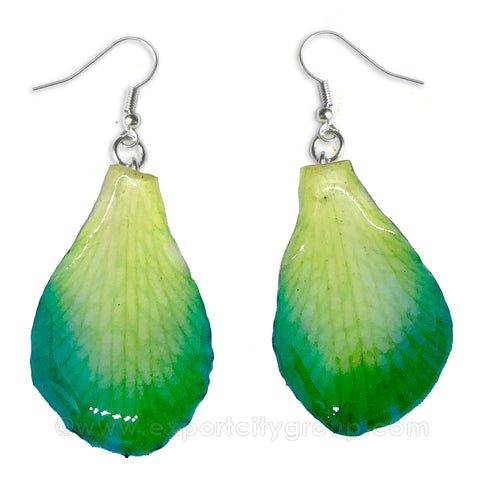 Lucy "Dendrobium" Orchid Petal Earring (Green-Blue)
