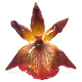 Zygopetalum Real Orchid Jewelry Pendant (Orange)