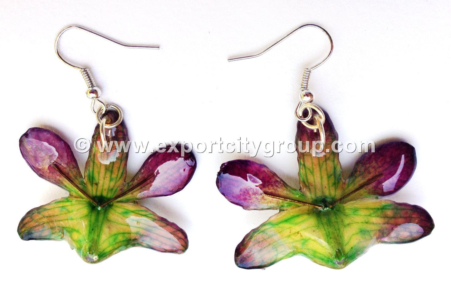 Mini "Dendrobium" Lucy Orchid Earring (Green 2 tone)