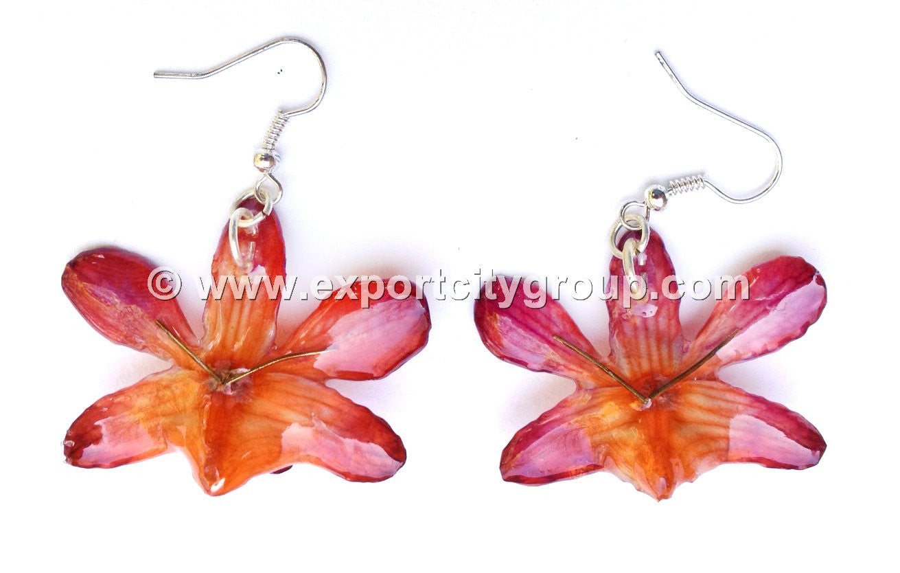 Mini "Dendrobium" Lucy Orchid Earring (Orange 2 Tone)