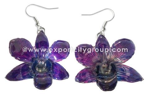Mini "Dendrobium" Lucy Orchid Earring (Dark Purple)