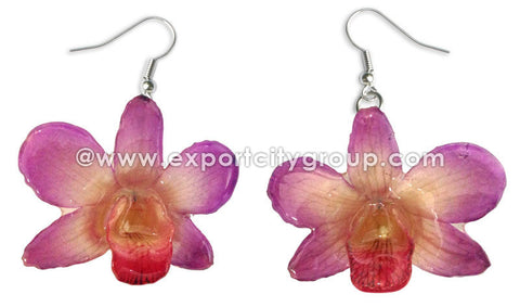 Mini "Dendrobium" Lucy Orchid Earring (Purple fuschia)
