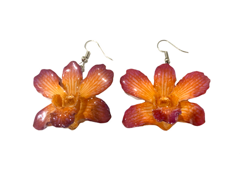 Mini "Dendrobium" Lucy Orchid Earring (Purple Orange)