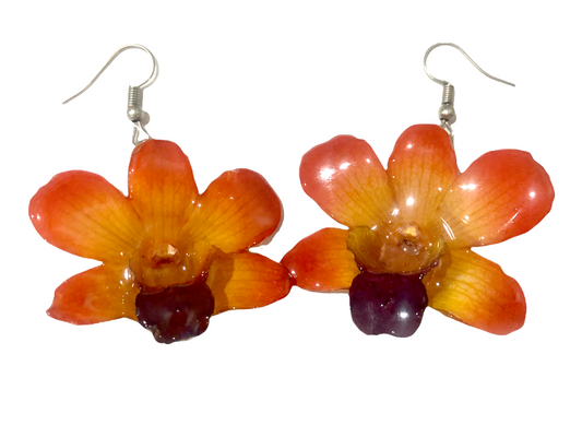 Mini "Dendrobium" Lucy Orchid Earring (Purple Red)