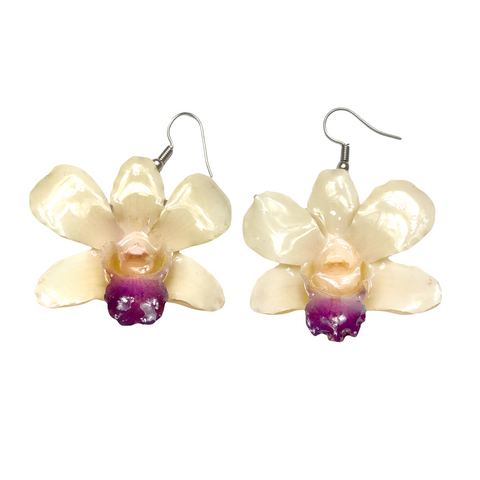 Mini "Dendrobium" Lucy Orchid Earring (White)
