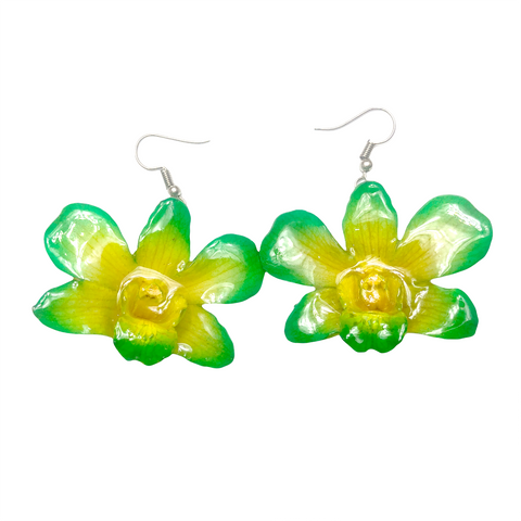 Mini "Dendrobium" Lucy Orchid Earring (Green Yellow)