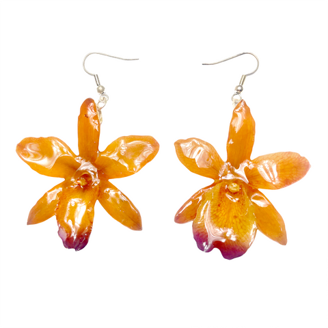 Cattleya Mini Orchid Jewelry Earring (Orange)