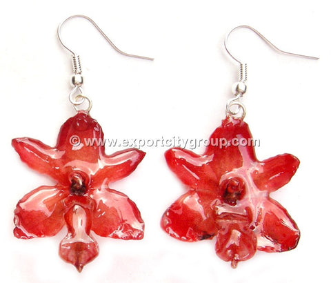 Rhynchorides (Bangkok Sunset) Orchid Jewelry Earring (Red)