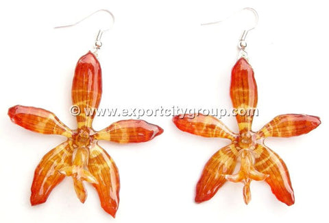 Staurochilus Fasciatus Bengal Tiger Orchid Jewelry Earring (Yellow)