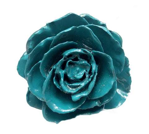Turquoise Real Flower Jewelry  3D ROSE in RESIN PENDANT or LOOSE PIECE