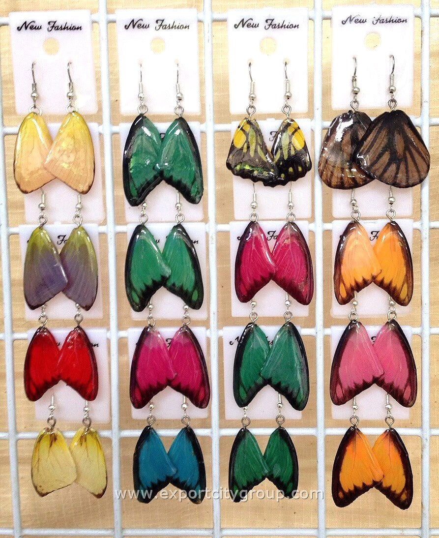 Real Butterfly Wings Jewelry Earring - WG02 Dyed Light Green