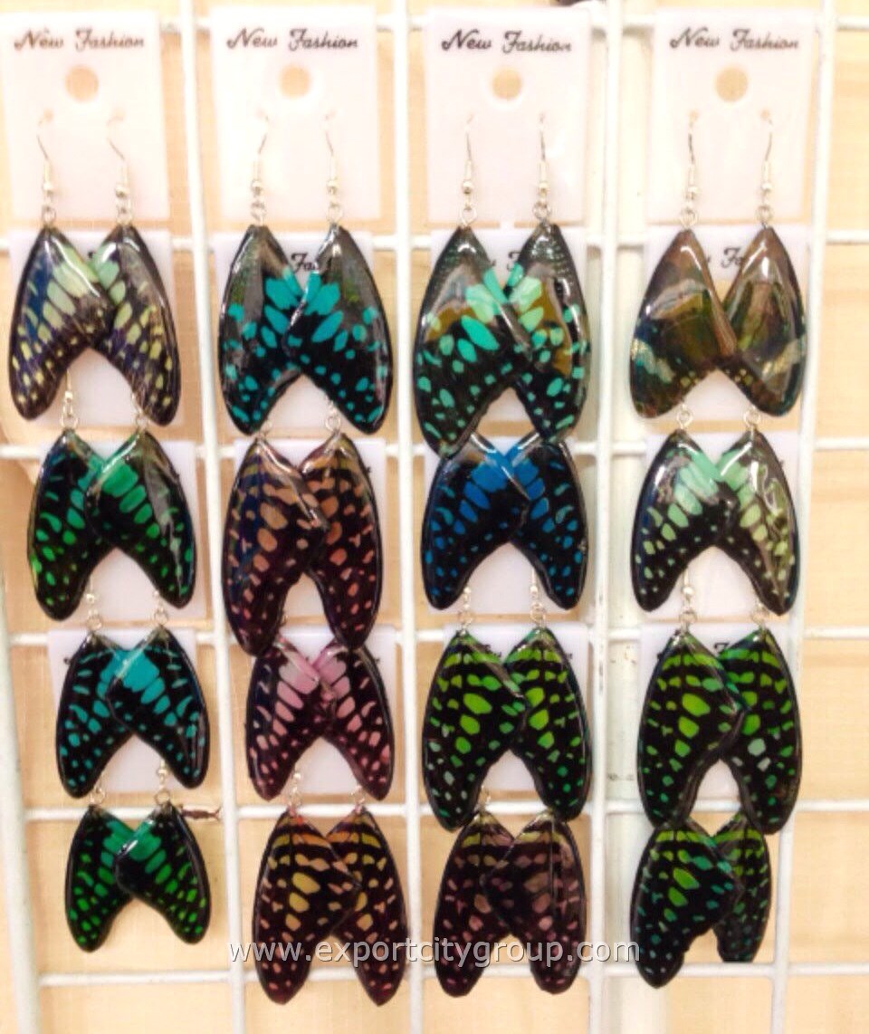 Real Butterfly Wings Jewelry Earring - WG01 Dyed Green
