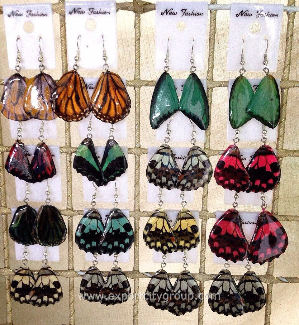Real Butterfly Wings Jewelry Earring - WG04 Dyed Navy
