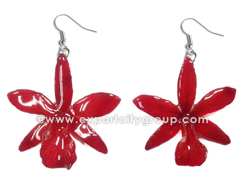 Cattleya Mini Orchid Jewelry Earring (Red)