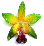 Cattleya QUEEN Medium Orchid Jewelry Pendant (Green Yellow)