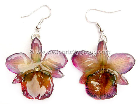 Chrysotoxum "Dendrobium" Orchid Jewelry Earring (Purple)