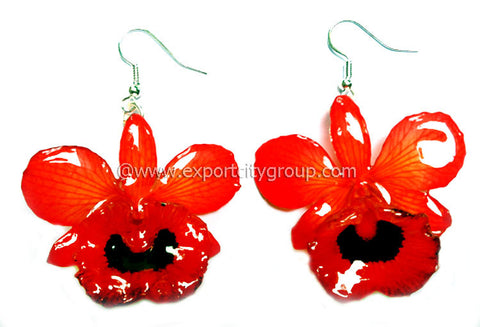 Chrysotoxum "Dendrobium" Orchid Jewelry Earring (Red 2 tone)
