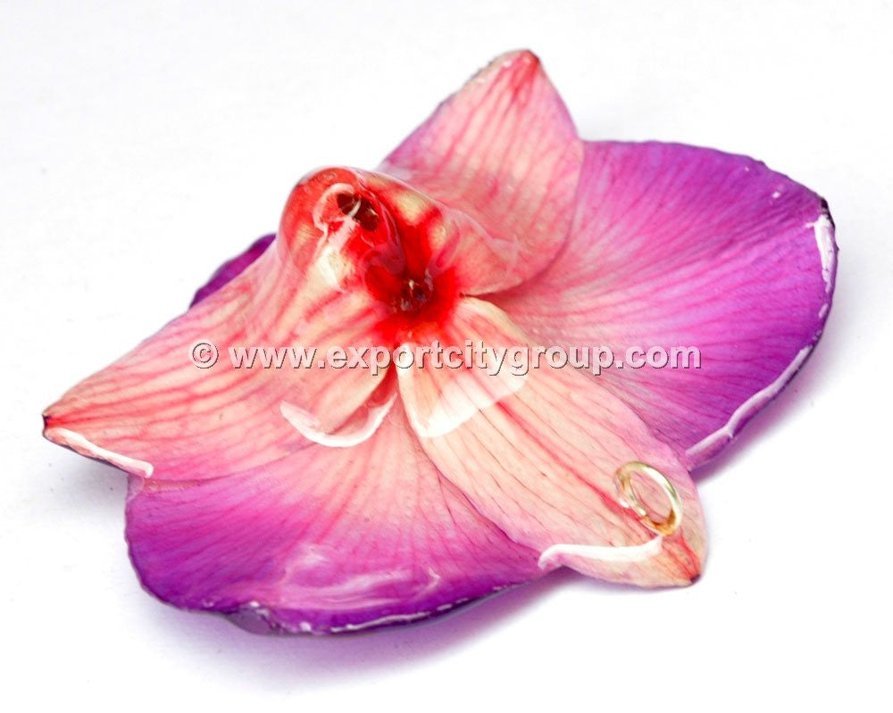 Diamond "Dendrobium" Orchid Jewelry pendant (Red)