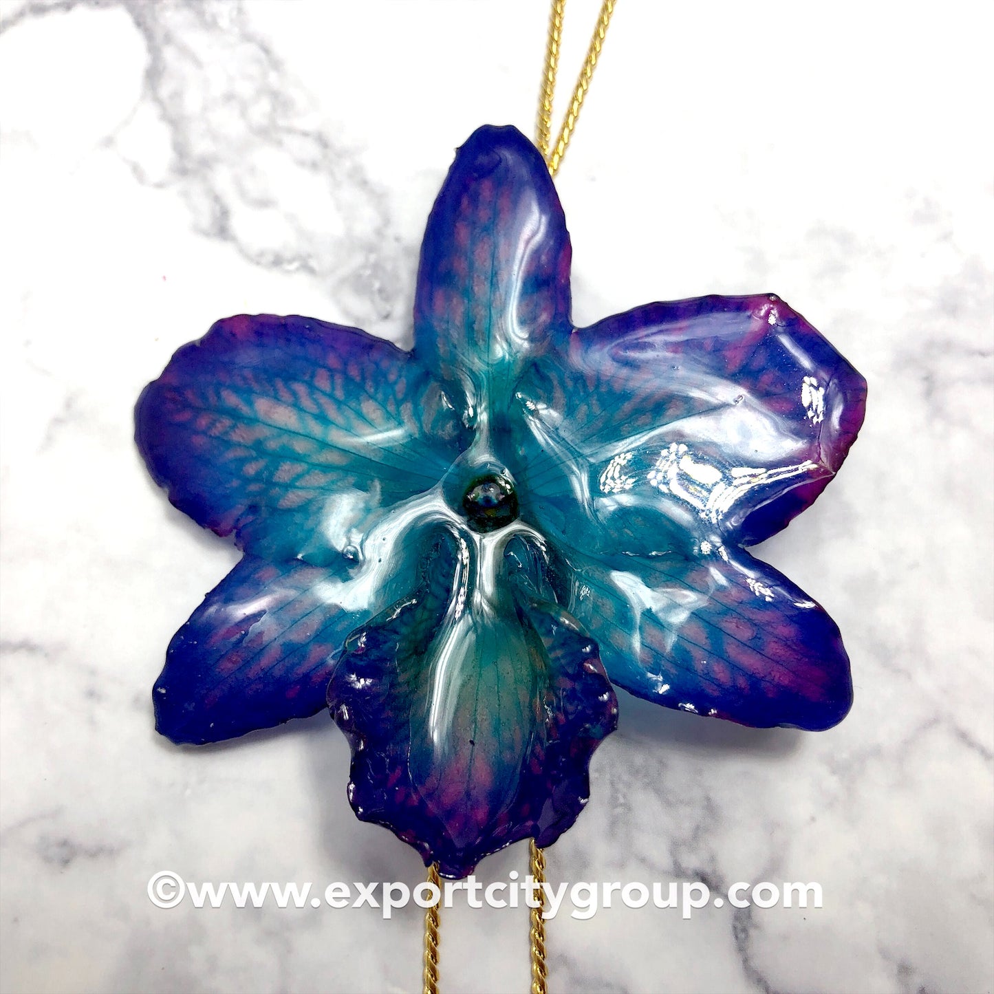 Nobile "Dendrobium" Orchid Jewelry Necklace Slider (Purple Blue)