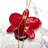 Nobile "Dendrobium" Orchid Jewelry Necklace Slider (Red)