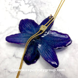 Nobile "Dendrobium" Orchid Jewelry Necklace Slider (Purple Navy)