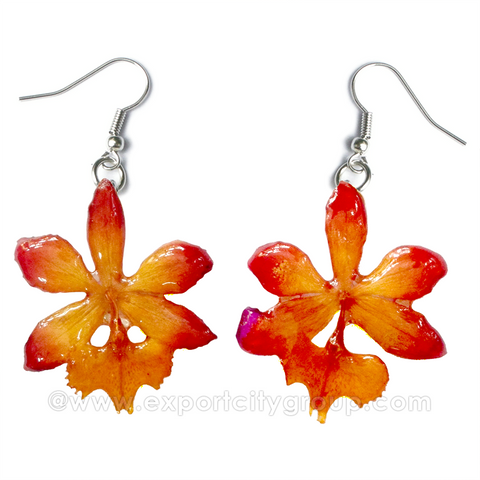 Epidendrum Orchid Jewelry Earring (Orange Kiss)